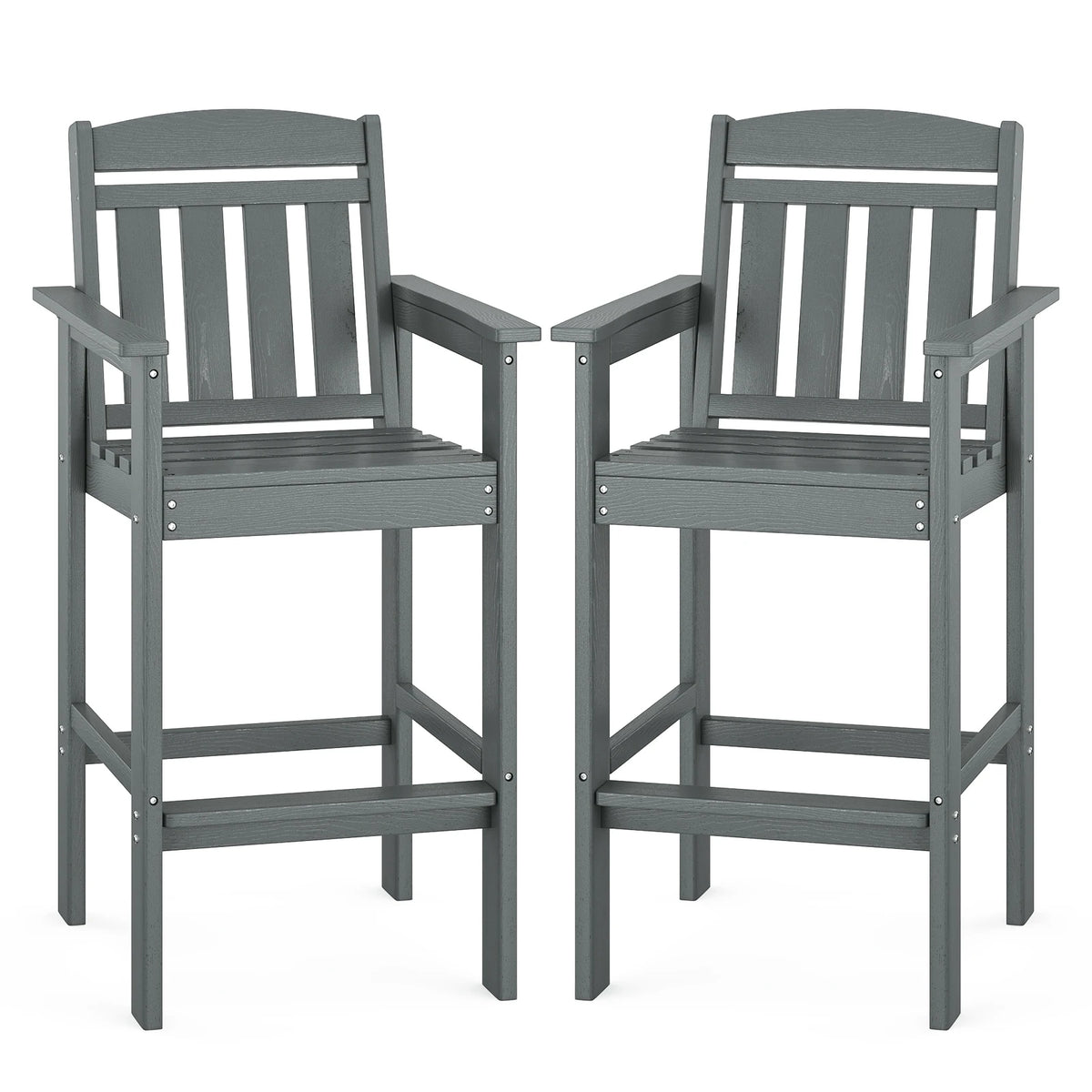 FARINI Adirondack Bar Height Patio Chairs With Connecting Tray
