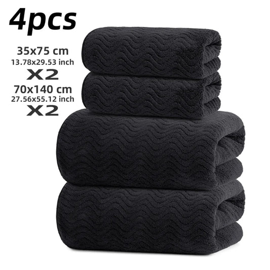 Luxury Coral Fleece Bath Towel Set With High Water Absorbency