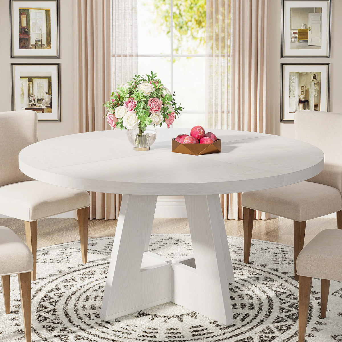 Tribesigns Round Farmhouse Kitchen Table For Dining Room Modern Design