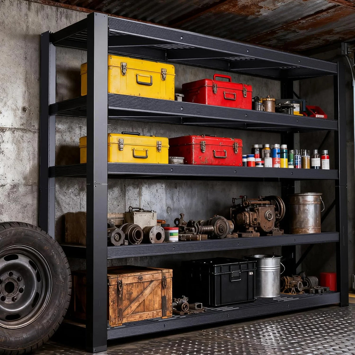 Heavy Duty Steel Mesh Storage Rack For Garage And Workshop