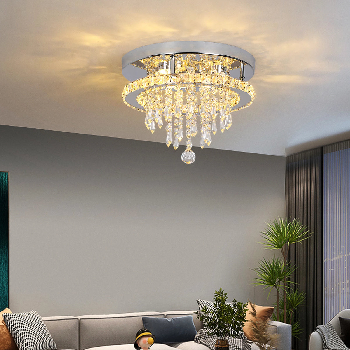 GreeLustr Modern K9 Crystal Chandelier Led For Dining Room Stainless Steel Ceiling Lamp Light Fixture Kitchen Lustres Luminaire
