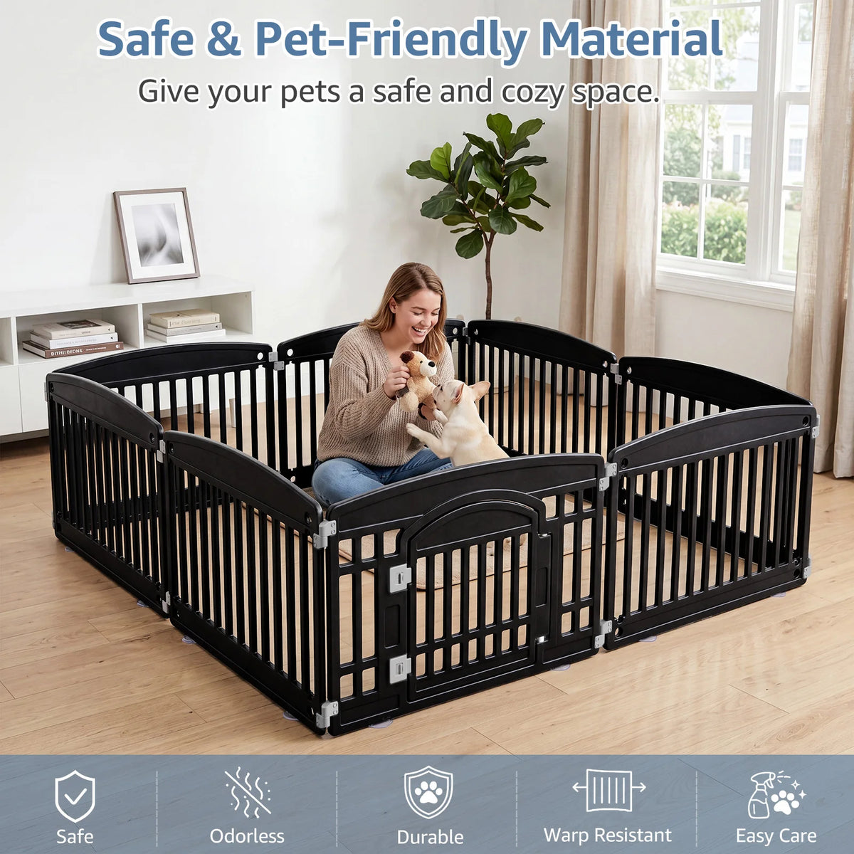 JHK Plastic Dog Playpen Expandable Indoor Outdoor Pet Fence