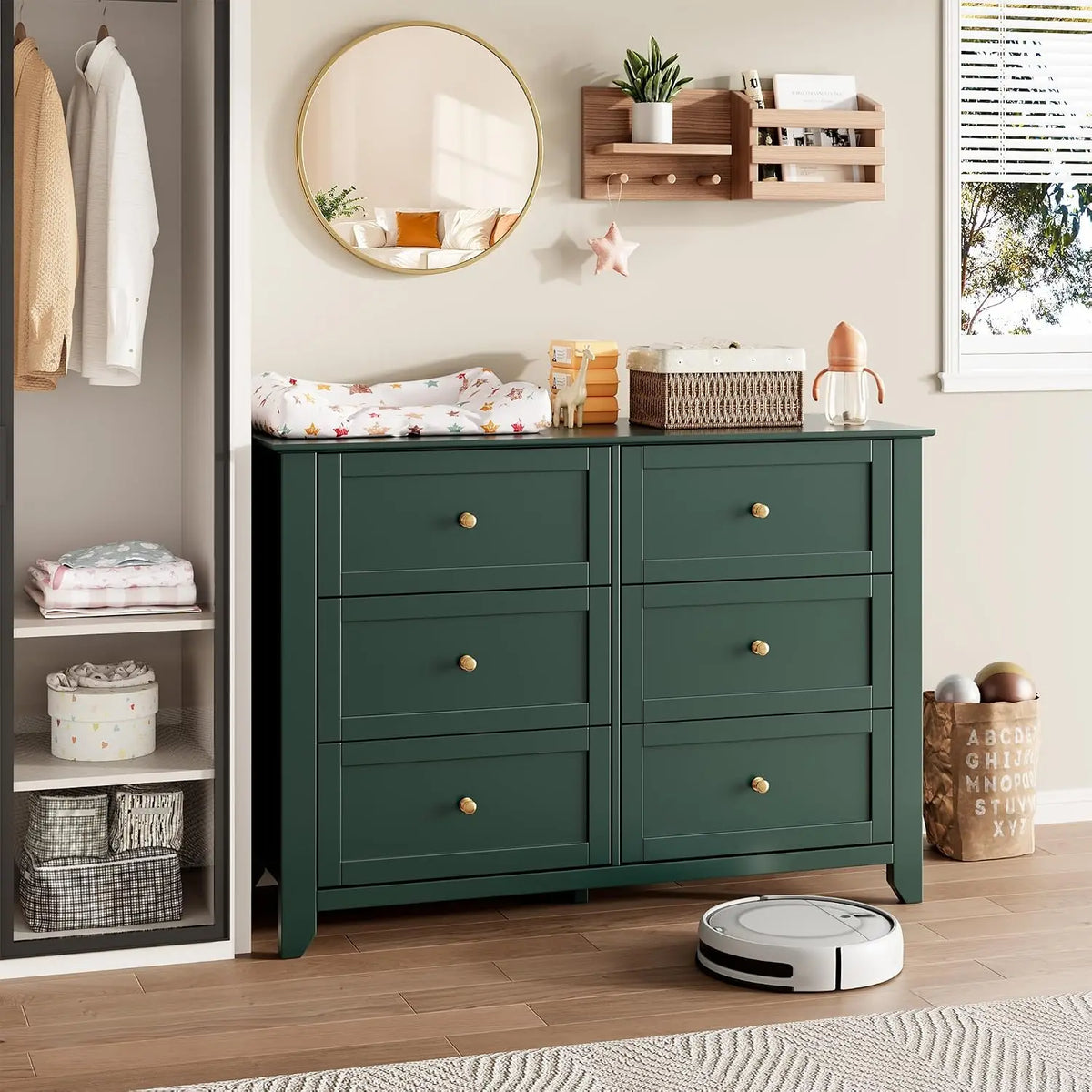 Garvee Six Drawer Solid Wood Bedroom Storage Cabinet
