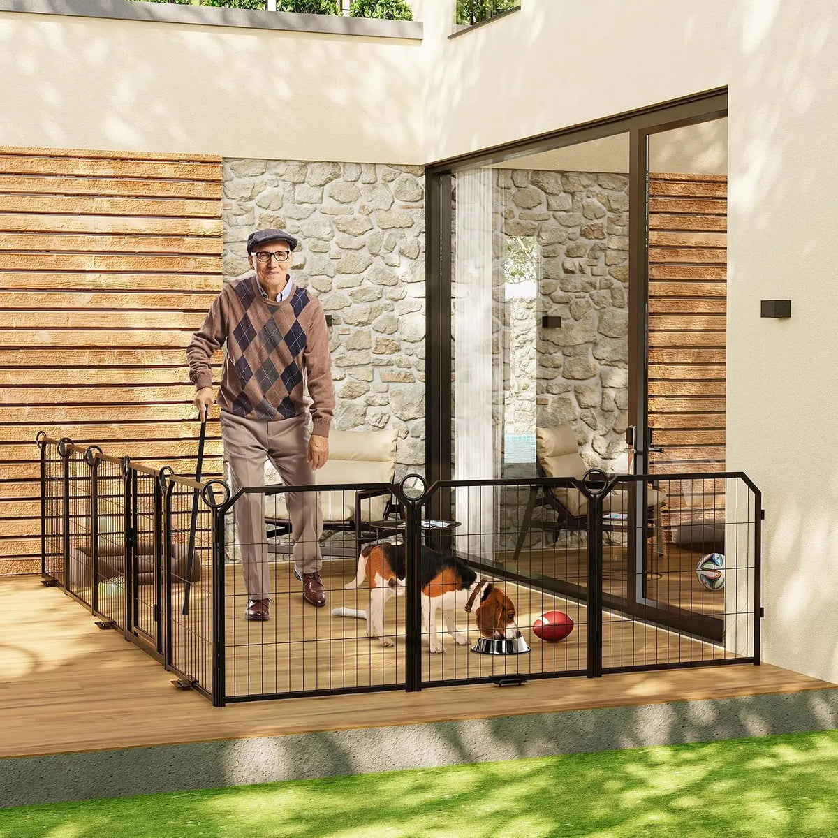 Garvee Metal Puppy Playpen With Secure Door For Indoor And Outdoor Use