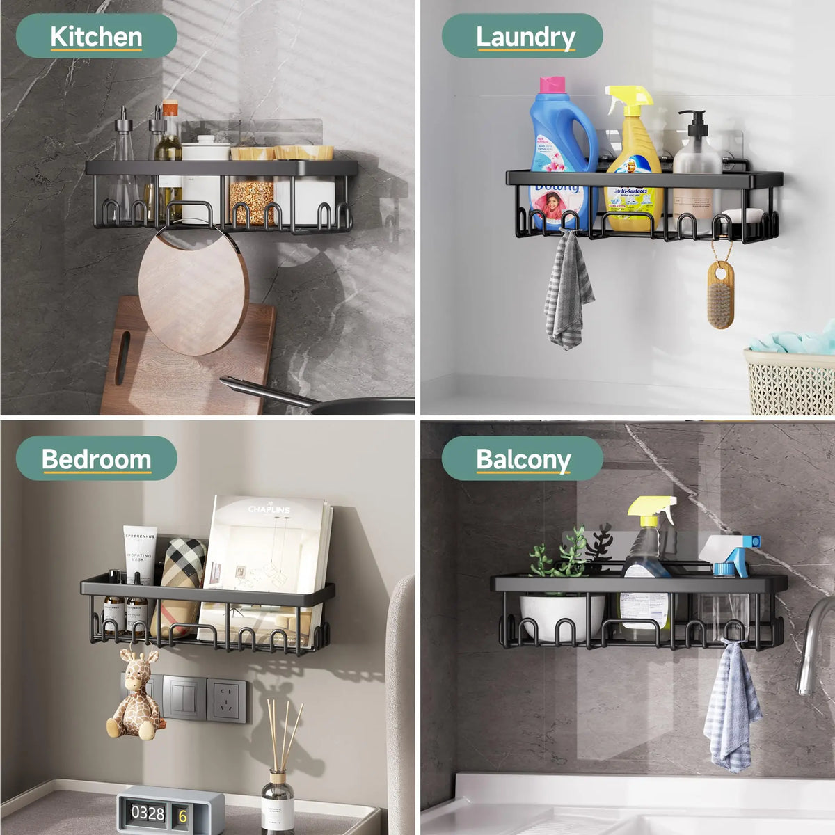 Stainless Steel Shower Caddy Organizer Wall Mounted Bathroom Shelf
