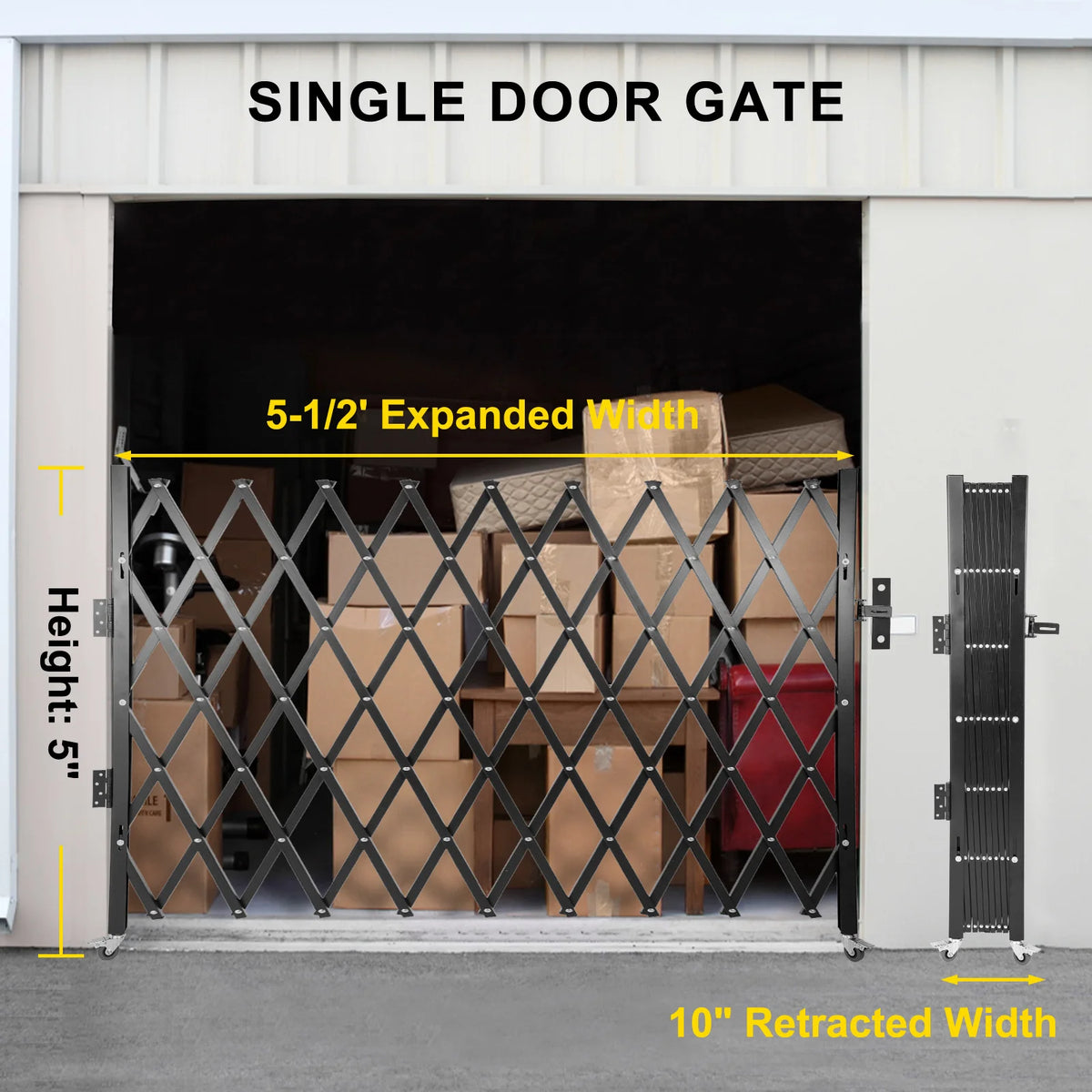 Single Folding Steel Security Gate Expandable Accordion Door