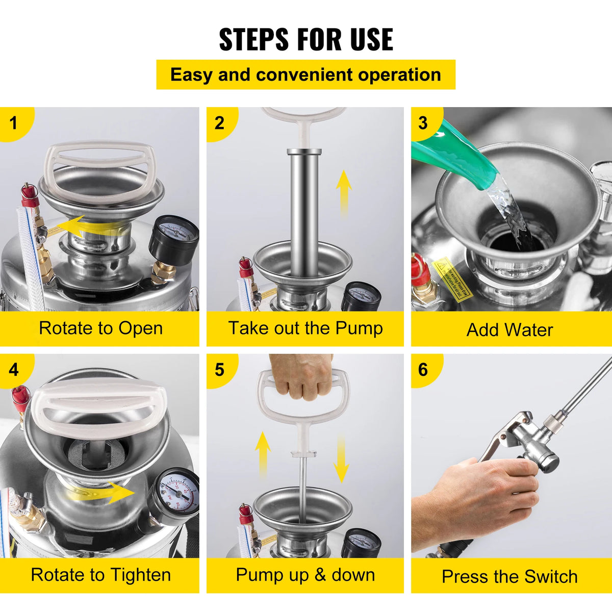 SucceBuy Stainless Steel Hand Pump Sprayer For Garden And Cleaning