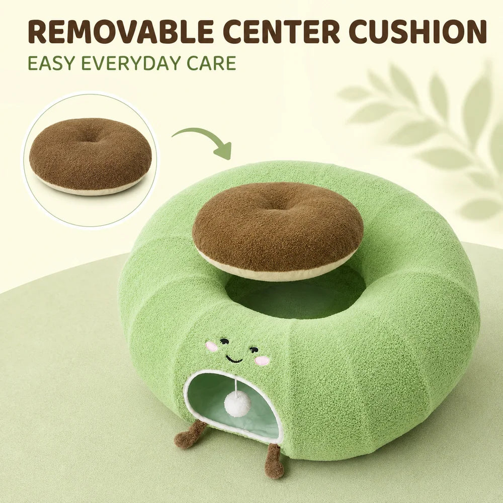 Convertible Cat Tunnel Bed With Removable Cushion And Play Hideaway
