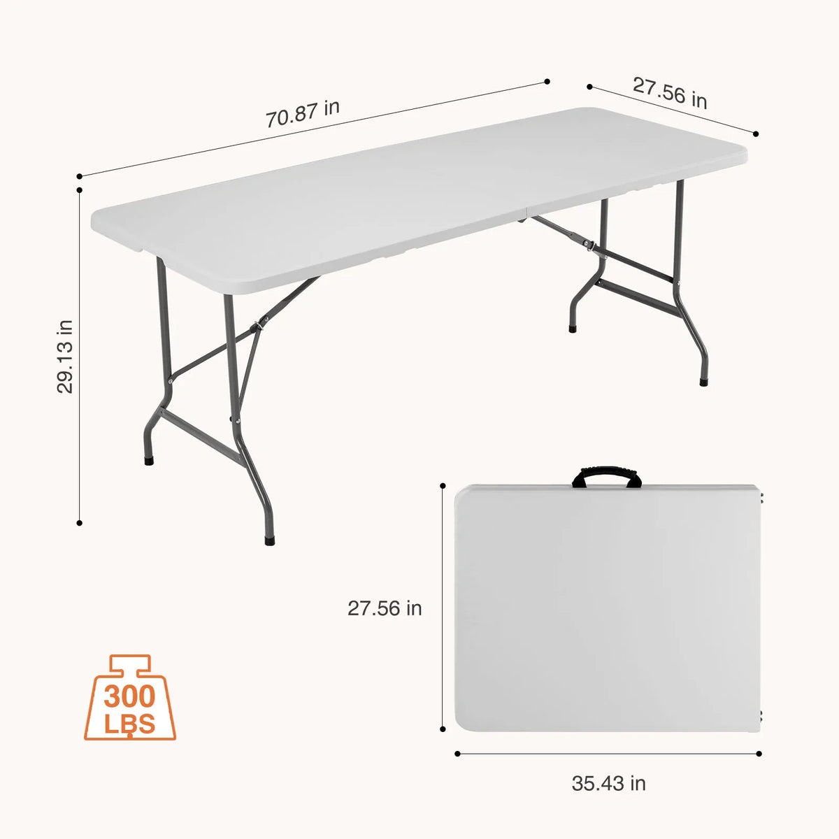 JHK Portable Folding Outdoor Indoor Table With Carrying Handle