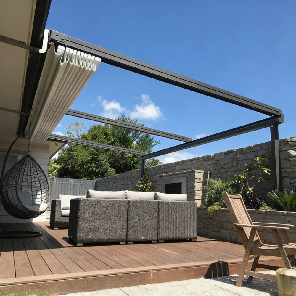 Motorized Retractable PVC Folding Patio Awning Outdoor Sun Shelter