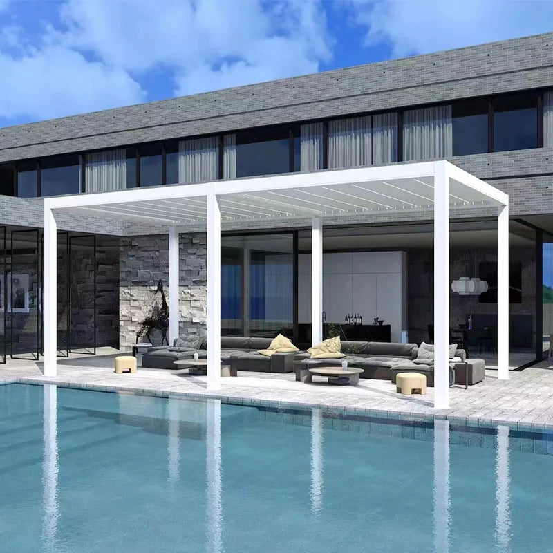 Motorized Aluminum Louvered Pergola For Outdoor Living Spaces