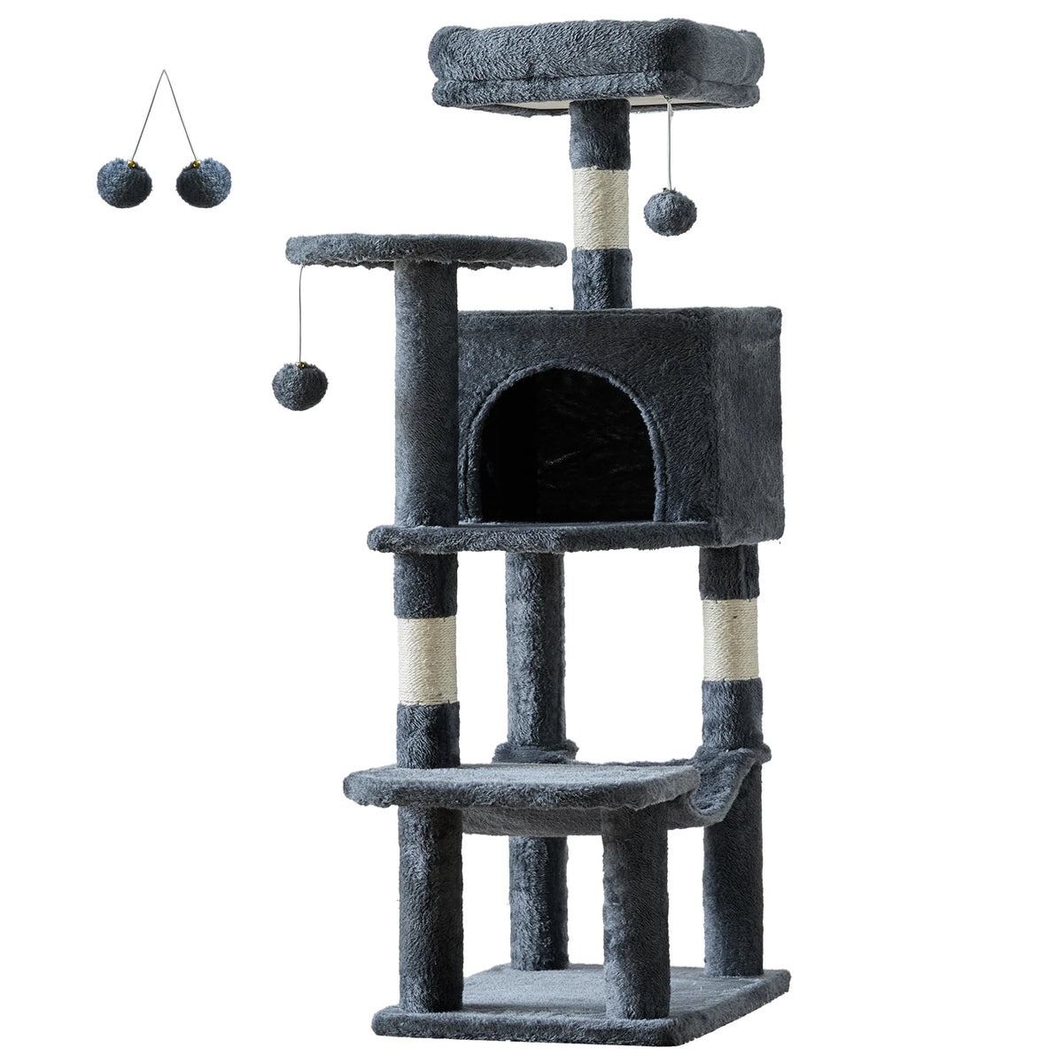 JHK Sturdy Sisal Cat Tree Climbing Tower For Indoor Pets