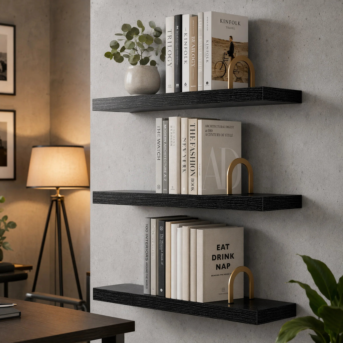 Set Of Three Floating Wall Shelves With Invisible Brackets