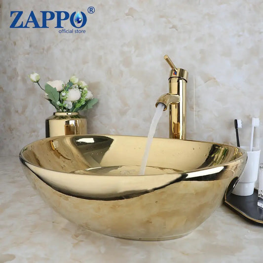 MEKKHALA Ceramic Vessel Sink Bathroom Basin Faucet Set