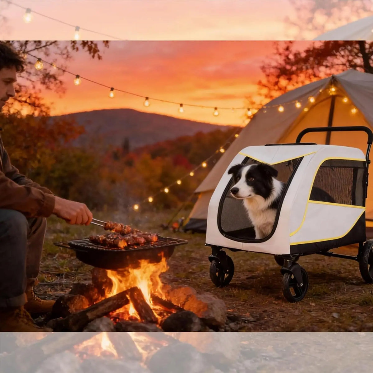 TWISTER.CK Large & Medium Dog Stroller – Easy-Fold Dual Entry Pet Wagon with One-Foot Brake, All-Terrain Air Mesh Cart, Holds Up to 176 lbs