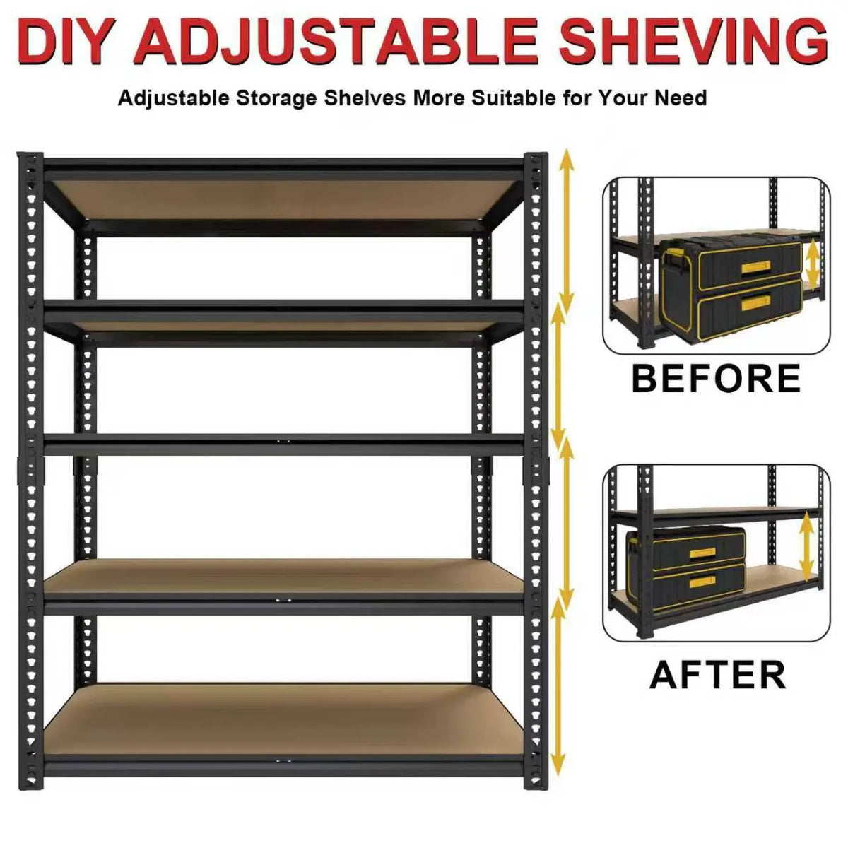 Sarenzon Sturdy Metal Garage Storage Shelving Rack System