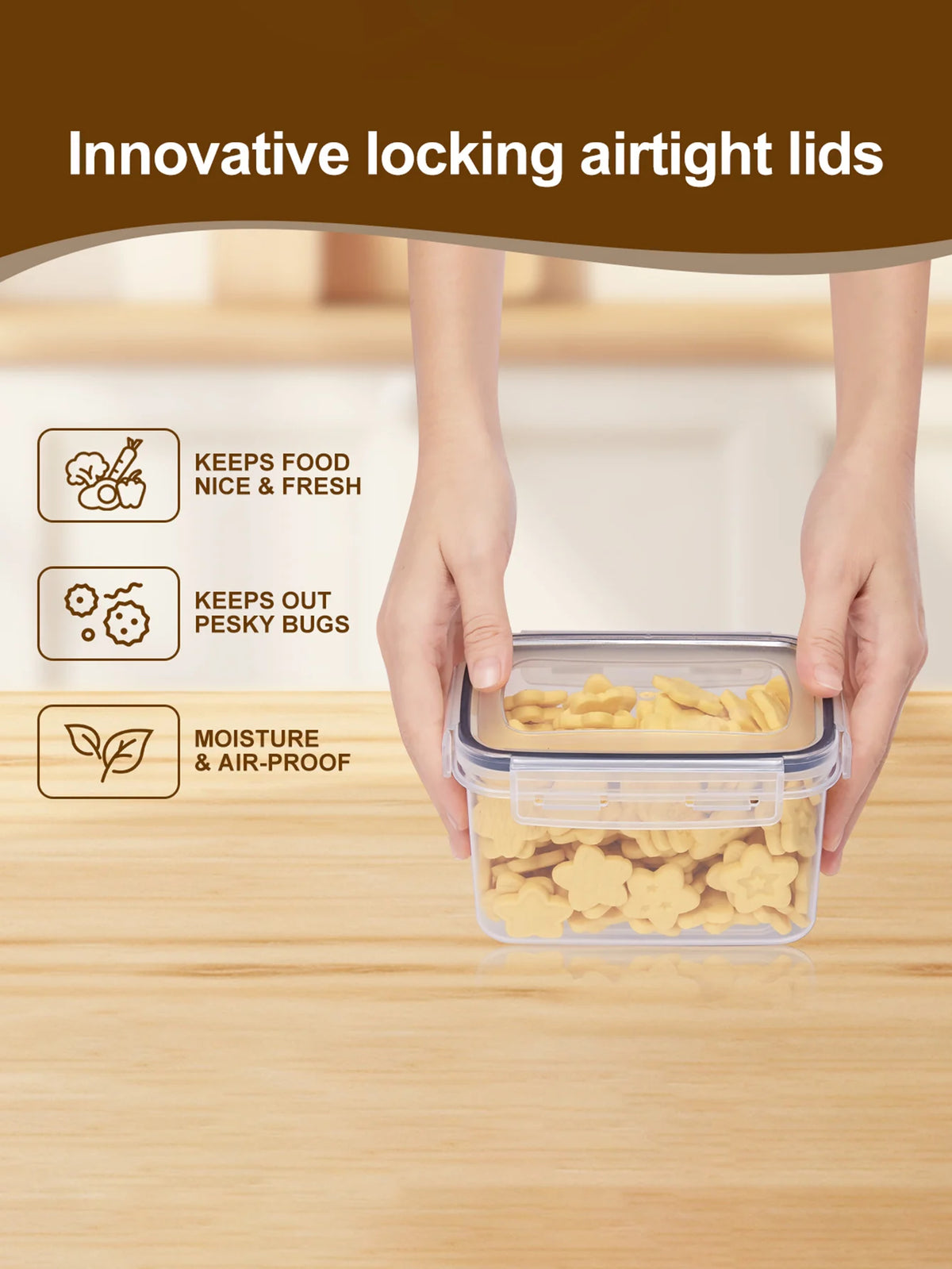 Sealed Plastic Food Storage Containers With Lids For Kitchen Pantry