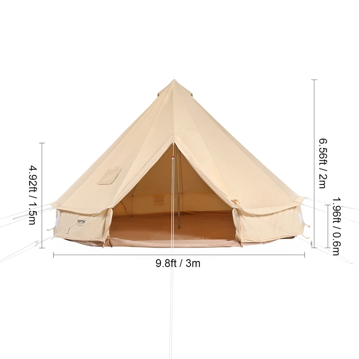 SucceBuy Canvas Bell Tent With Stove Jack For Camping