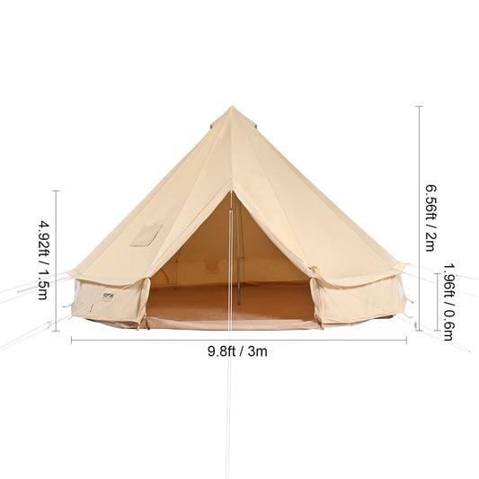 SucceBuy Canvas Bell Tent With Stove Jack For Camping
