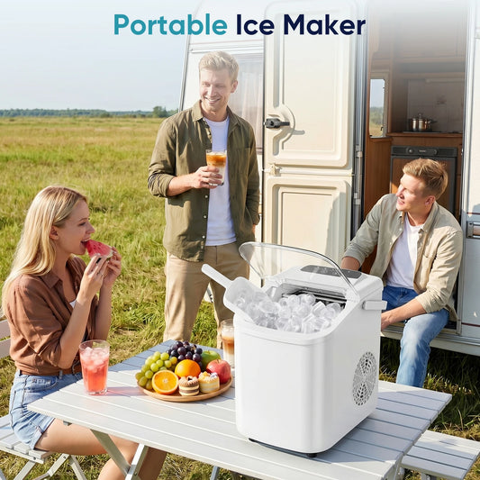 Compact Countertop Portable Ice Maker With Handle And Scoop