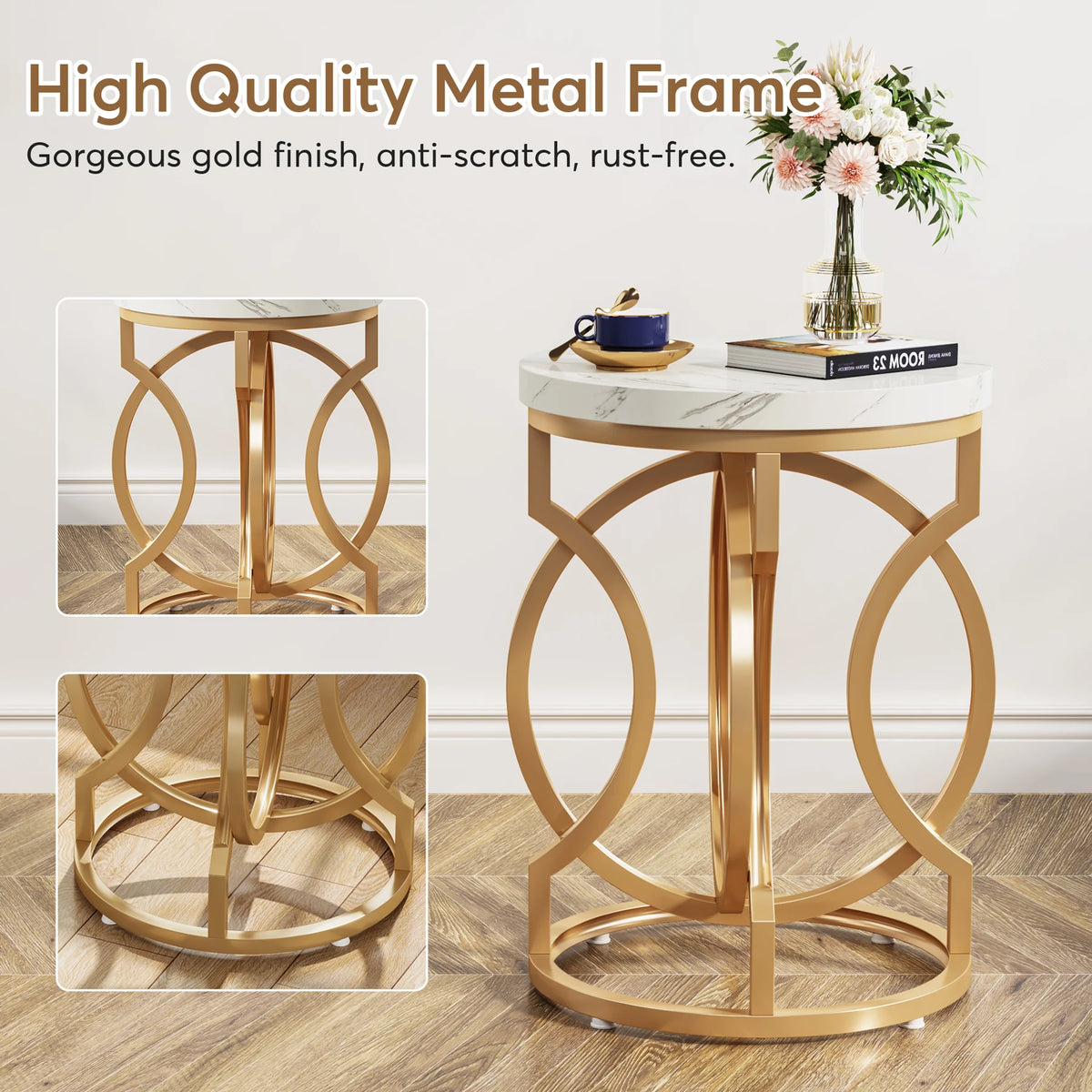 Tribesigns Modern Round End Table With Durable Wood Top