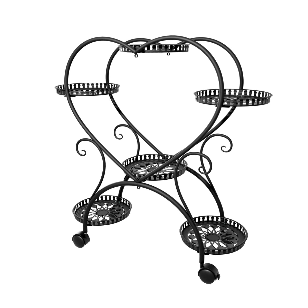 Wisfor Heart Shaped Metal Rolling Plant Stand Garden Display Rack