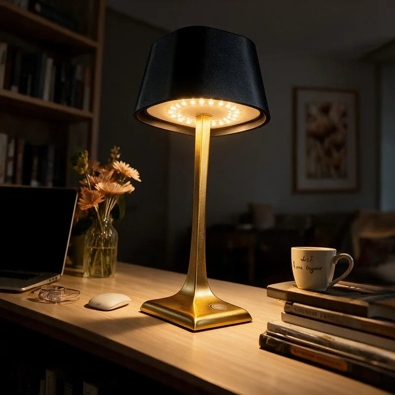 LED USB Square Table Lamp Aluminum IP54 5200mAh Battery USB-C Charging Touch Switch Anti-slip Base Christmas Decoration Wireless Rechargeable Retro Style Stepless Adjustment of Brightness LED Light for Bedroom Dining Room