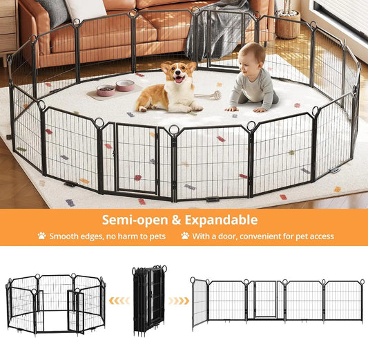 Garvee Metal Puppy Playpen With Secure Door For Indoor And Outdoor Use