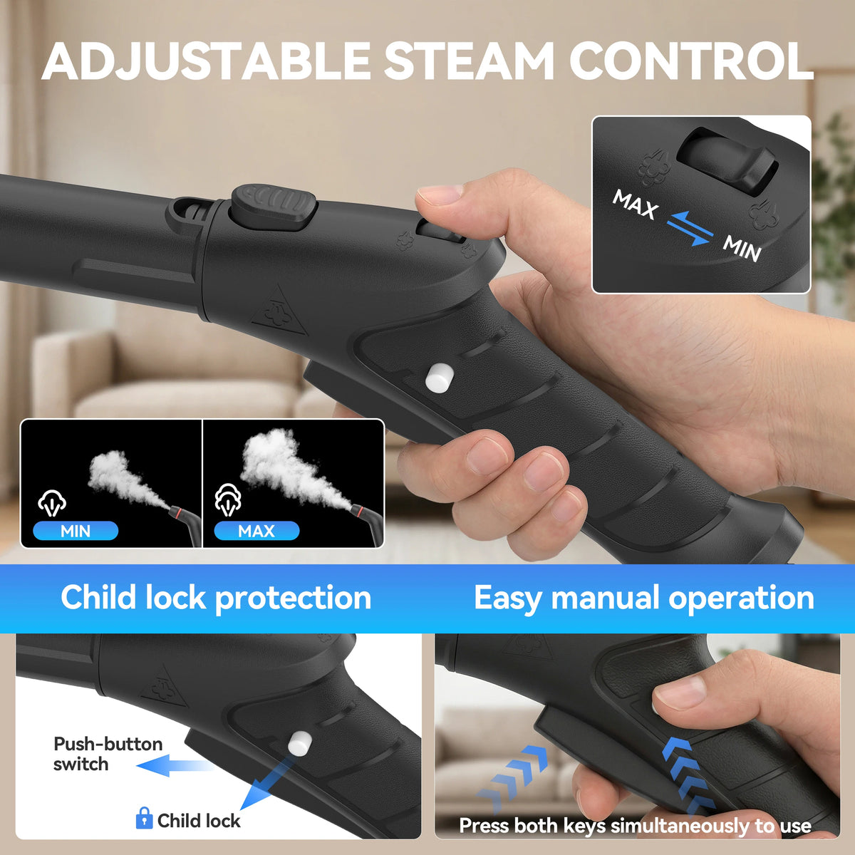 Handheld Steam Cleaner With Attachments For Deep Home Cleaning