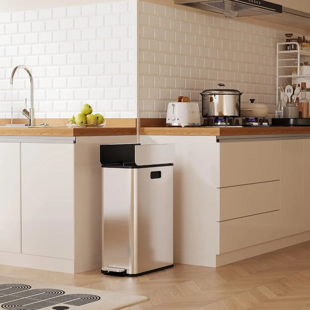 Garvee Modern Dual Step Kitchen Trash Bin With Soft Close