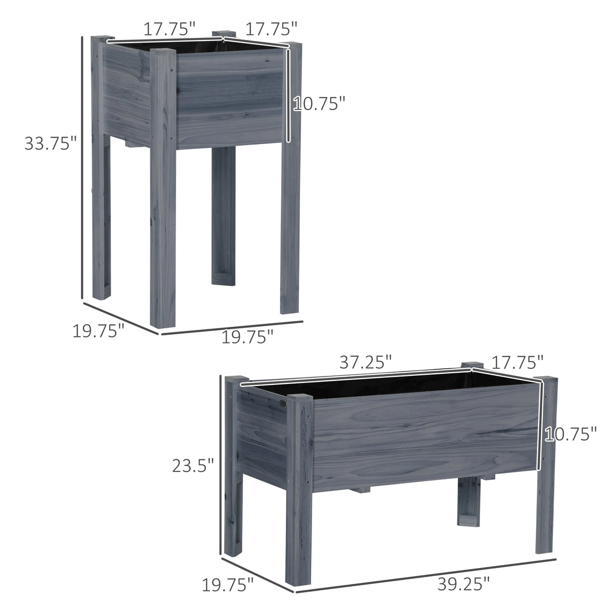 Outsunny Wood Raised Garden Planters For Flowers With Drainage