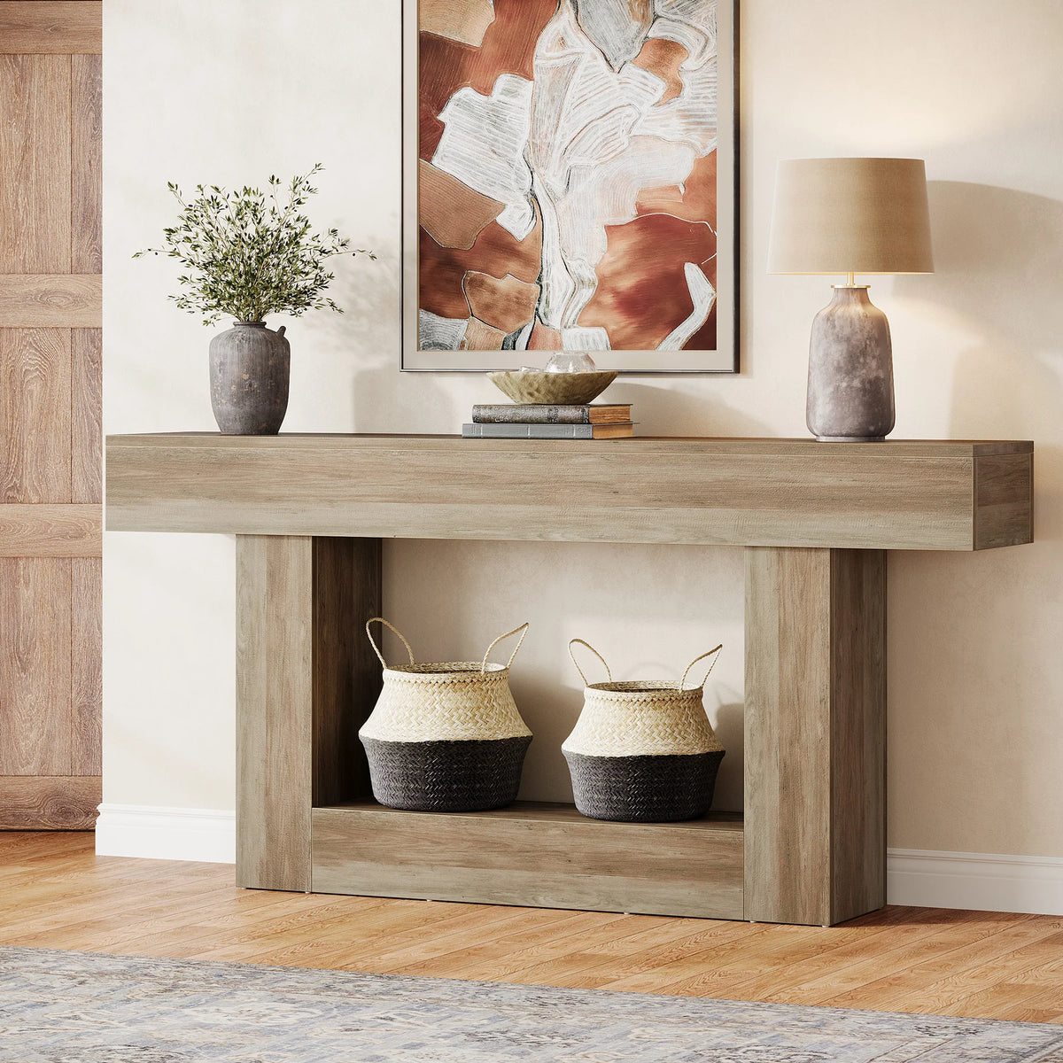 Tribesigns Farmhouse Wooden Console Table For Living Room Entryway