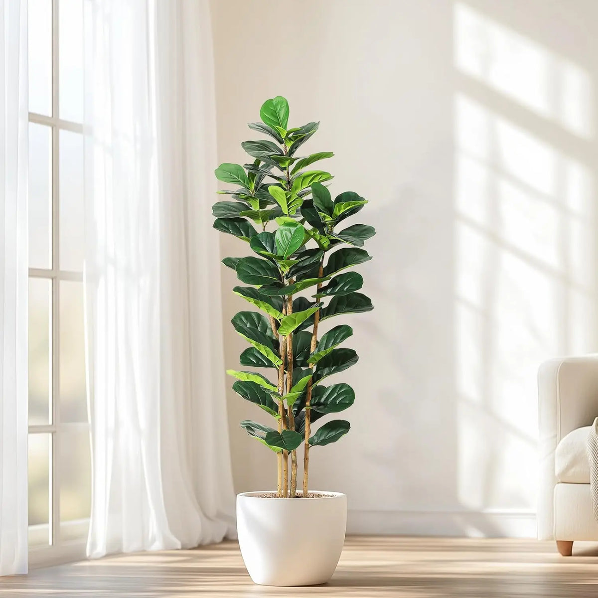 HiMISS Artificial Fiddle Leaf Fig Tree With Pot Indoor Decor