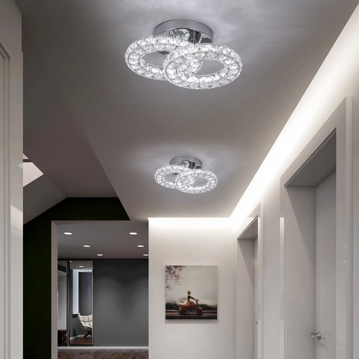 GreeLustr Modern Luxury Crystal Ceiling Lamp Chandelier Dining Living Room LED Indoor Lighting Fixture Home Decor Bedroom