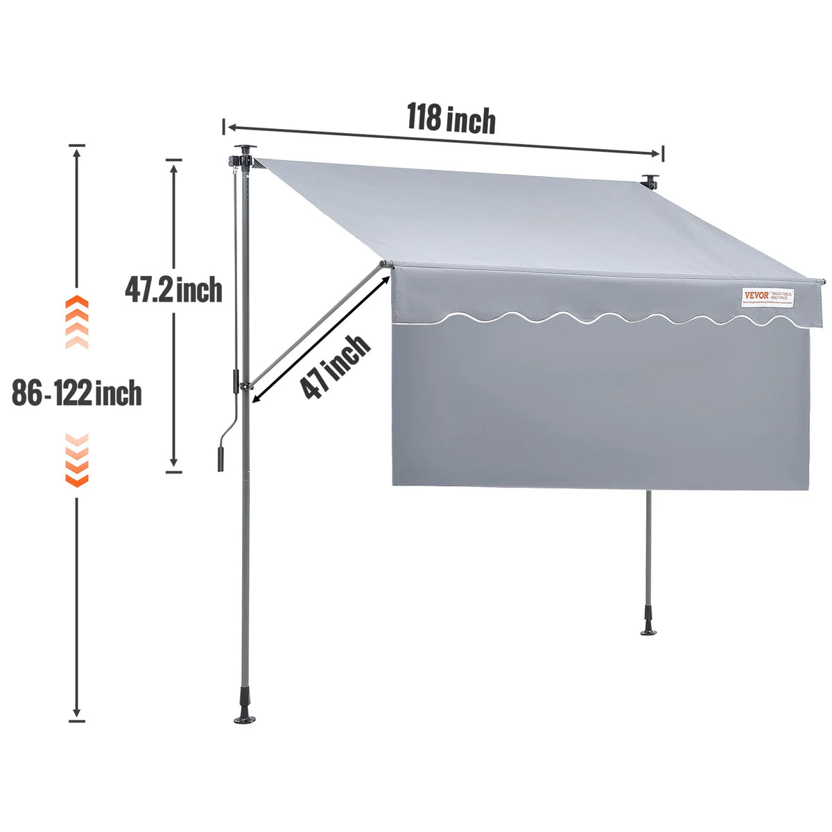 SucceBuy Manual Retractable Awning For Outdoor Patio Sun Protection