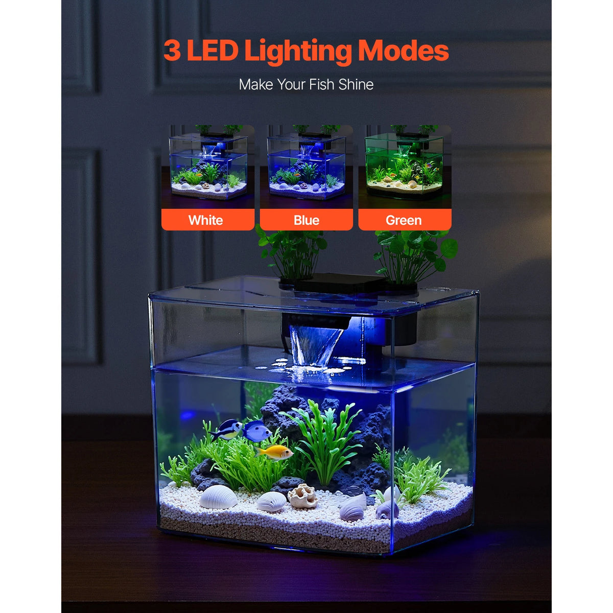 VEVOR Ultra Clear Smart Aquarium Tank With Adjustable Lighting