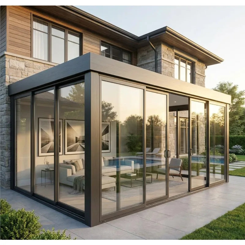 Waterproof Aluminum Glass Sunroom Conservatory For Garden Patios