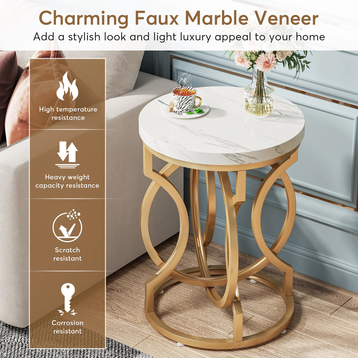 Tribesigns Modern Round End Table With Durable Wood Top