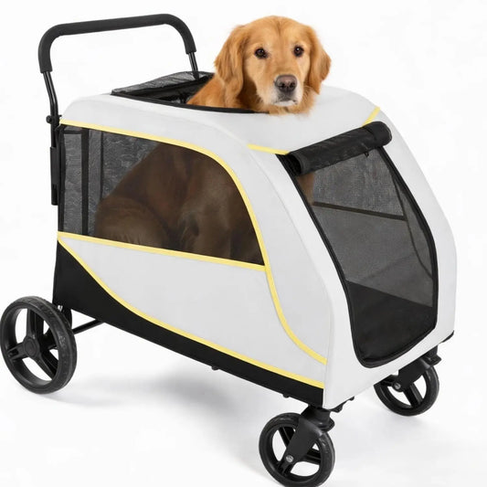 TWISTER.CK Large & Medium Dog Stroller – Easy-Fold Dual Entry Pet Wagon with One-Foot Brake, All-Terrain Air Mesh Cart, Holds Up to 176 lbs
