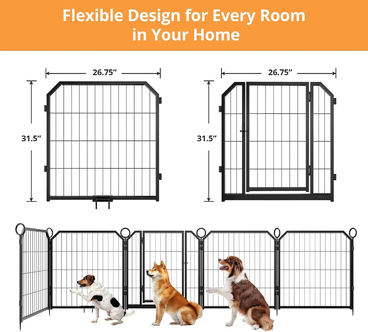 Garvee Metal Puppy Playpen With Secure Door For Indoor And Outdoor Use