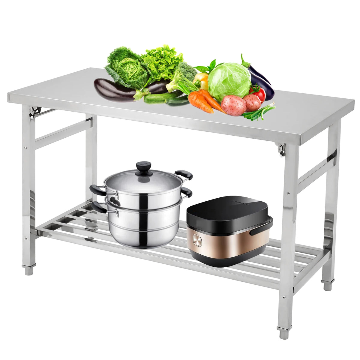 HiMISS Stainless Steel Folding Prep Table For Outdoor Cooking