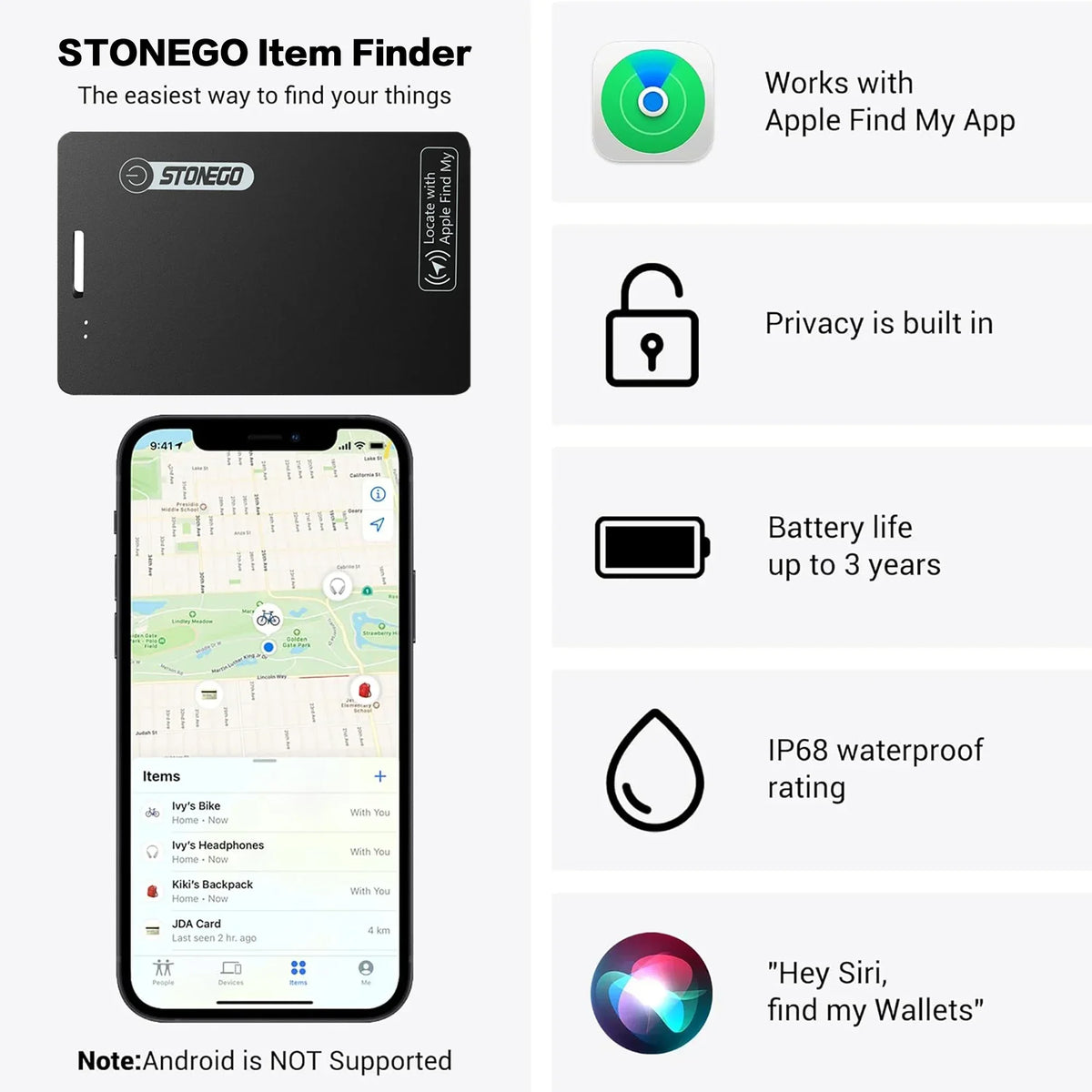 Ultra Thin Rechargeable Pet Wallet Tracker Waterproof Key Finder GPS Anti Lost Alarm Bluetooth Tracker Device for Dogs Cats Puppy Kitten Toddlers Kids Backpack Personal Safety Smart Tag Real Time Tracking