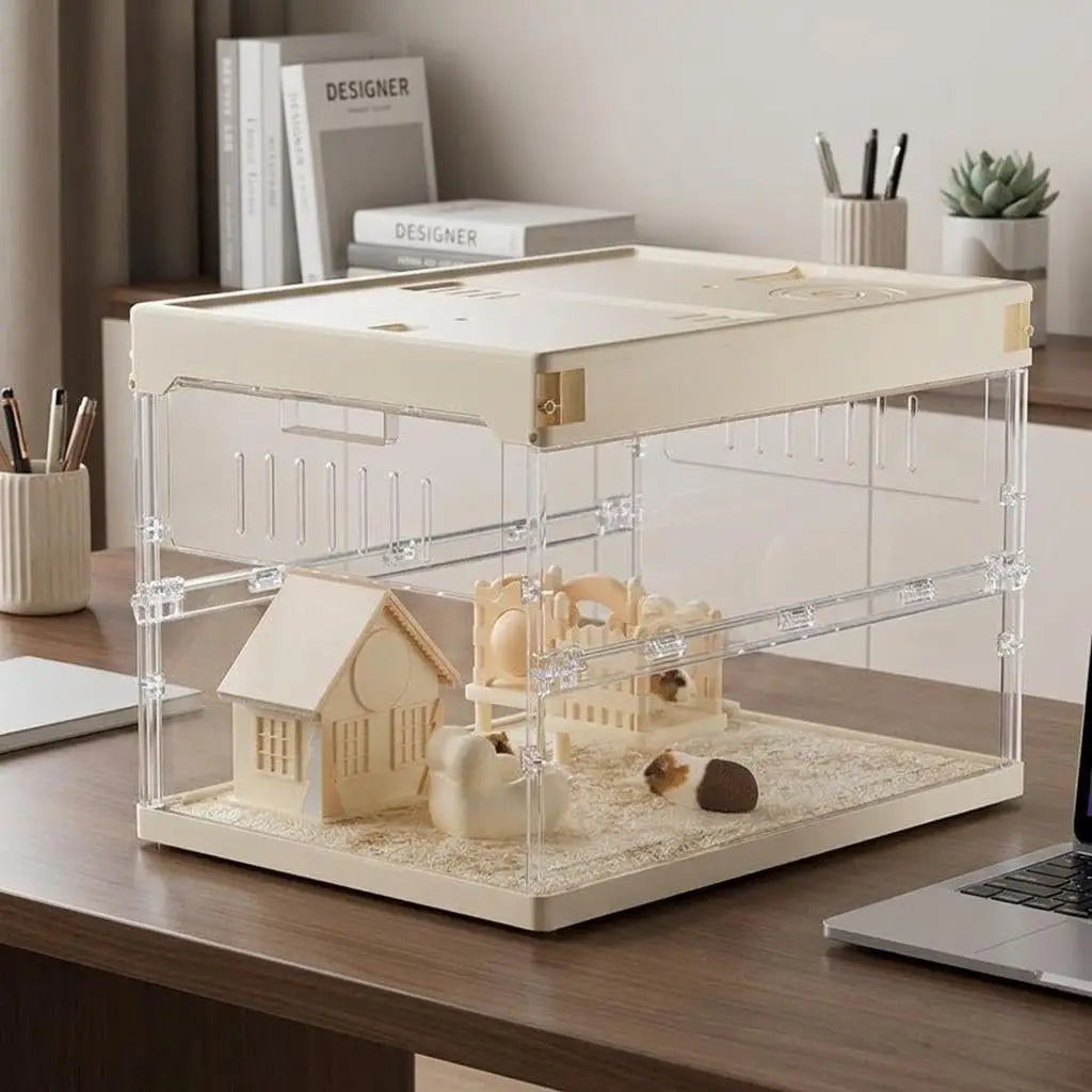 Hamster Cage Starter Kit Guinea Pig Cage With 6 Accessories Pet Rat Cage For Chinchillas Hedgehog Syrian Gerbil Chew Proof Acrylic