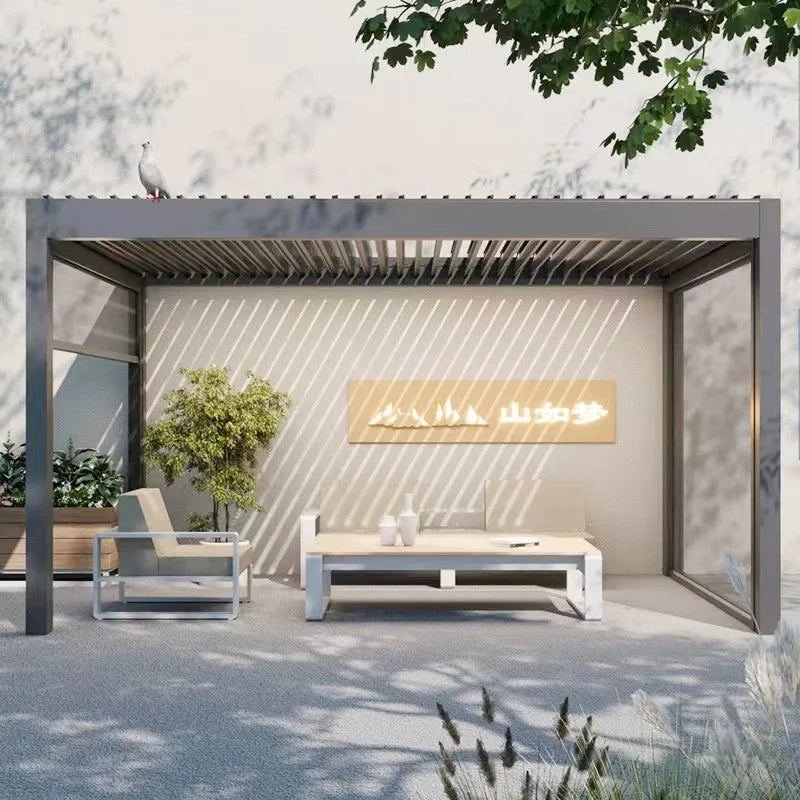 Motorized Aluminum Louvered Pergola For Outdoor Living Spaces