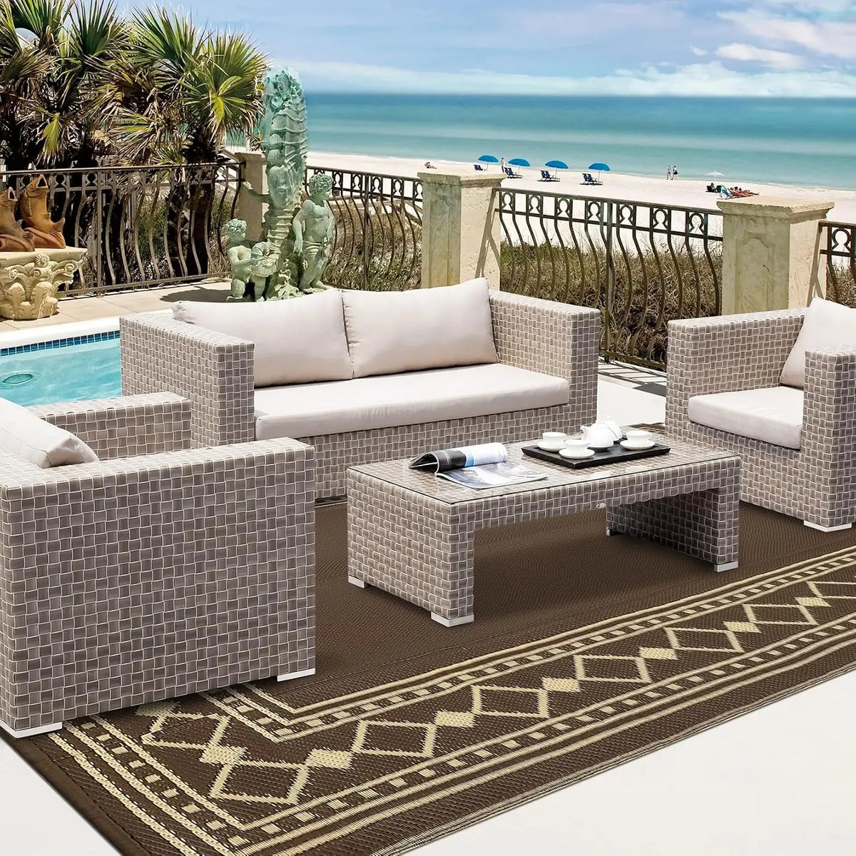 Twister.CK Reversible Waterproof Outdoor Rug For Deck And Porch