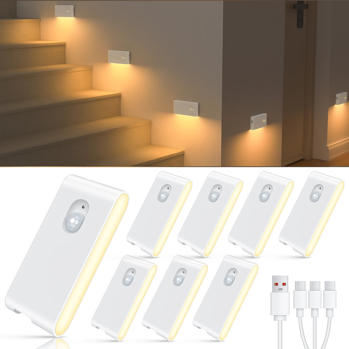 Willed Motion Sensor Stair Lights Wireless Rechargeable Indoor Night Light