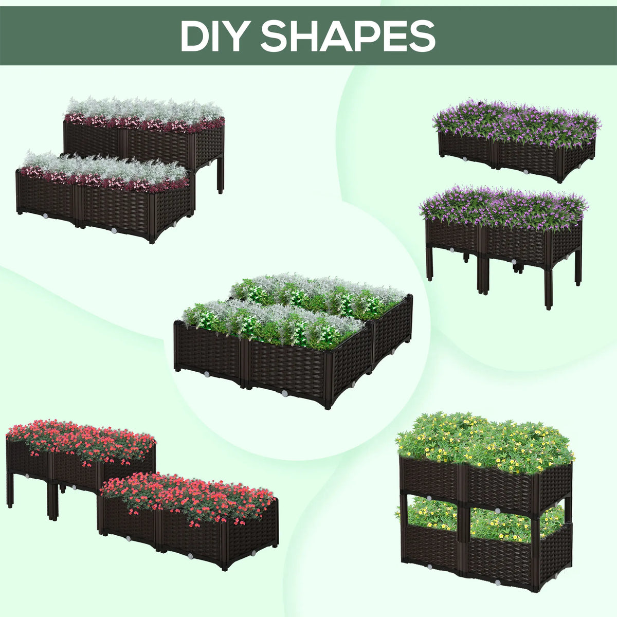 Outsunny Four Piece Raised Flower Bed Vegetable Herb Planter
