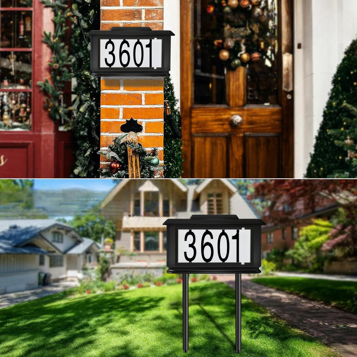 Solar Outdoor Address Sign Light With Stake Dual Light Modes