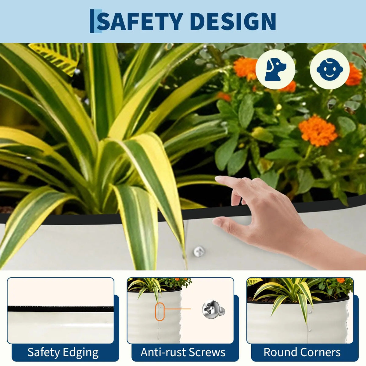 HiMISS Galvanized Raised Garden Beds Metal Planter Boxes