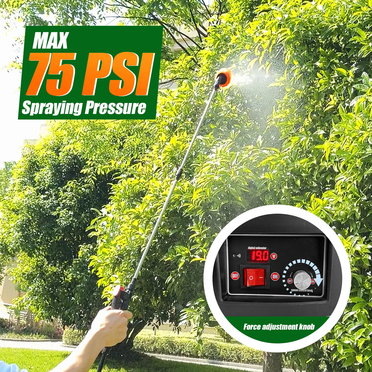 Electric Garden Sprayer With Telescopic Wand And Multiple Nozzles